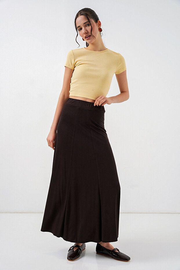 Women's Knitted Long Skirt 1483 - Brown