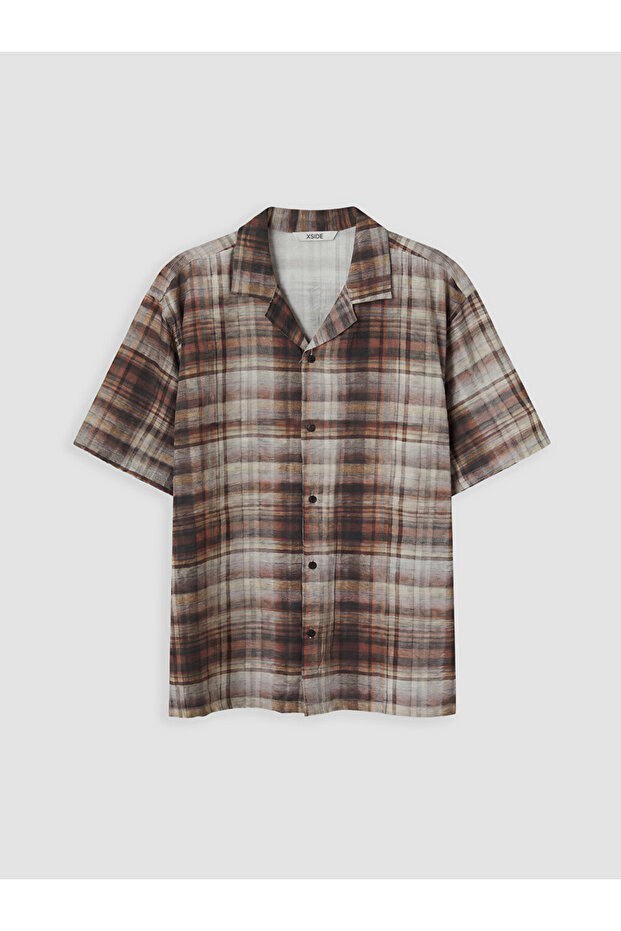 Esvab • Modern & Distinctive Relax Fit Checkered Embroidered Men's Shirt