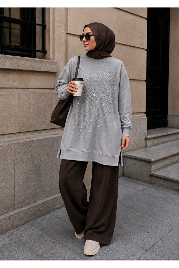 Women's Stone Sparkling Hijab Tunic Comfortable Fit