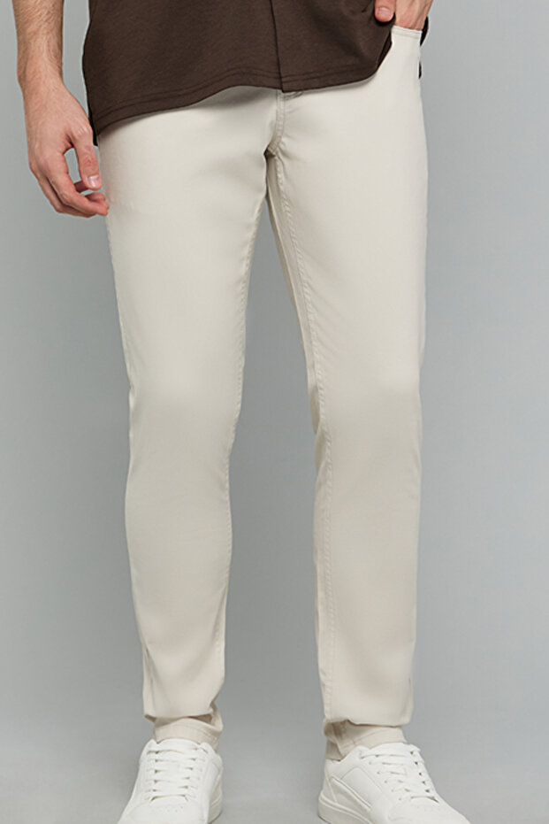 Solid Slim Fit Pants with Button Closure - 1