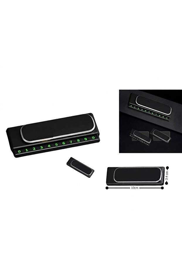 Flip-Up Vehicle Phone Number Plate with Phosphorescent Numberer Black