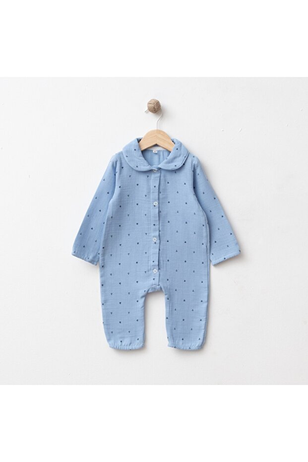 Gots Certified 100% Cotton Muslin Baby Boy Romper