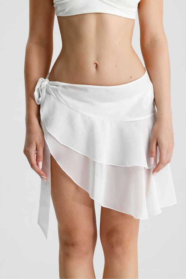 Chiffon Layered Mini Skirt Pareo