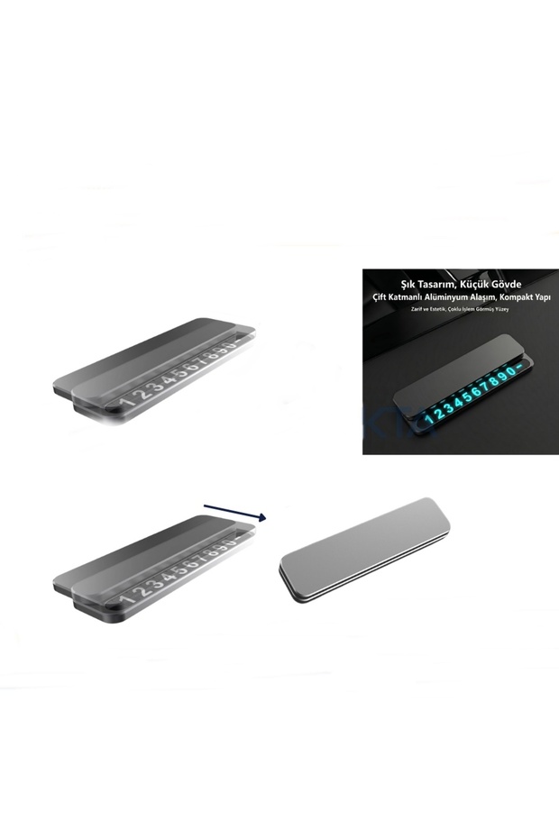 Luxury Metal Cover In-Vehicle Number Holder Torpido Parking Phone Card Black