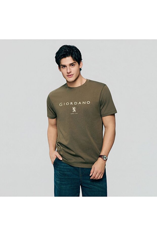 Men’s Slim Cotton Crew Neck Signature Print Tee
