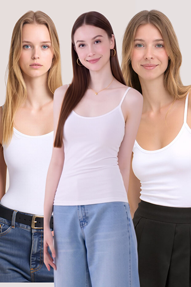 Women's 3-Piece Cotton & Modal Flexible Daily Undershirts with Straps - 3-Piece Advantage Pack