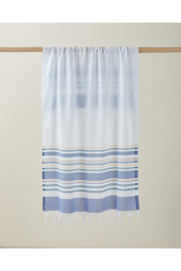 Coastie Regenerated Striped Peshtamal 80X150 cm Blue-Green-Yellow