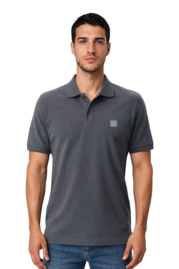 Ar-Ma Men's Polo Collar T-Shirt Unprinted Basic Knitted Fabric Regular Fit 100% Cotton 30/1 Double Collar Peny