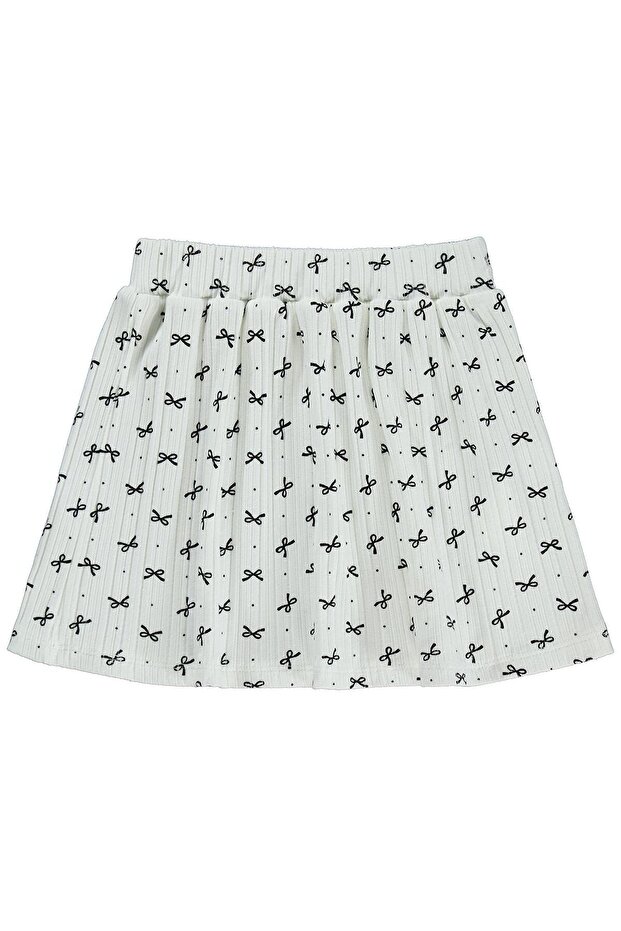 Bow Patterned Skirt for 2-5 Years Old - Ecru