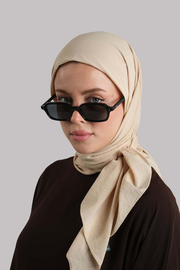 وشاح كلاسيكي سادة بلون القهوة والحليب، قماش مريح بخياطة إيطالية، سادة 202209_26