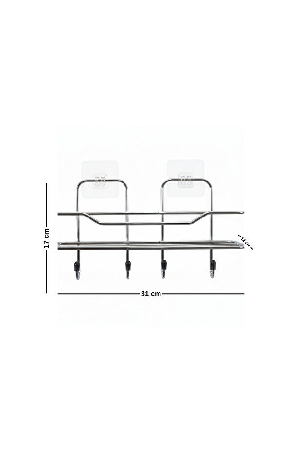 Adhesive Thick Wire Single-Layer Bathroom Shelf - 2
