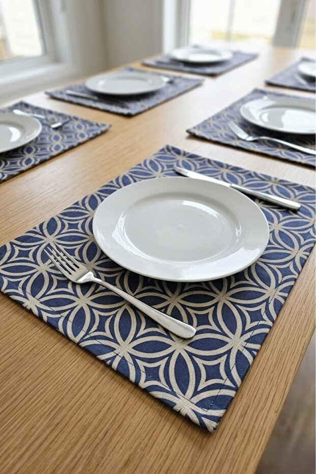 Table Mat American Service Set of 6 Liquid Repellent Erasable Fabric Placemats 35X45