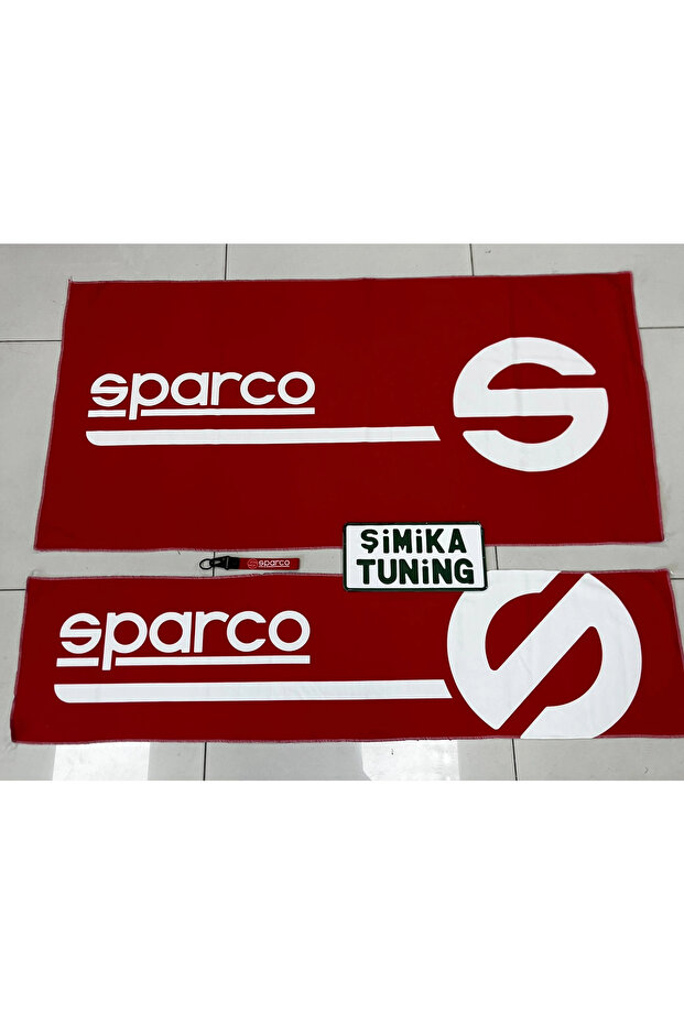 Red Sparco Torpedo and Back Towel Set 2 Pieces (Torpedo 35X135, Back Towel 70 X 135) (Keychain Gift)