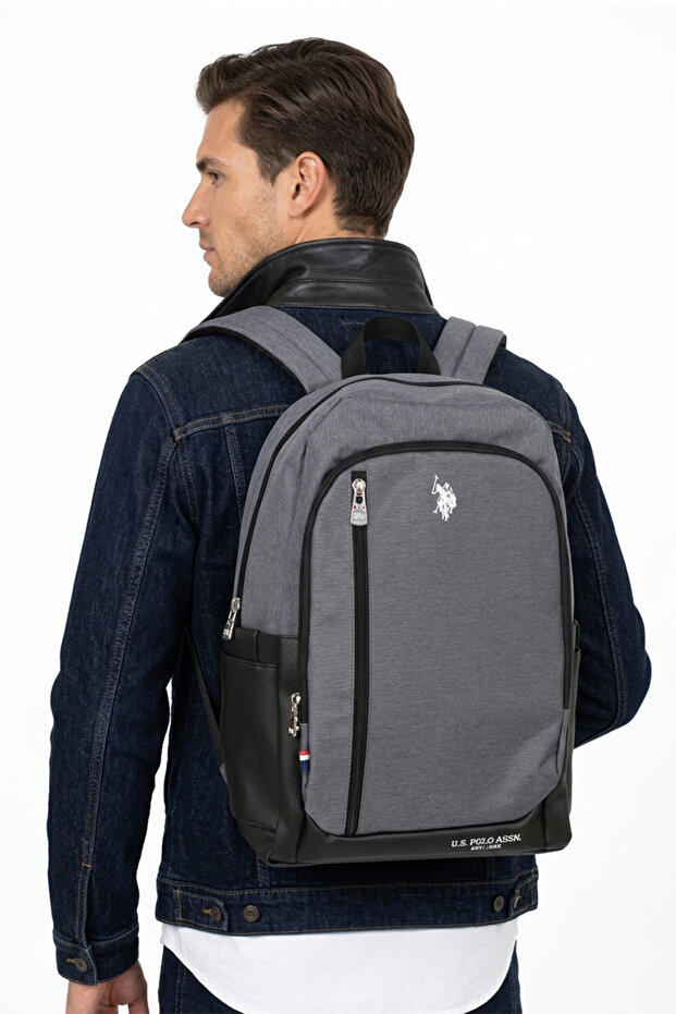 Gray Men's Laptop Backpack Ergonomic School Business Bag