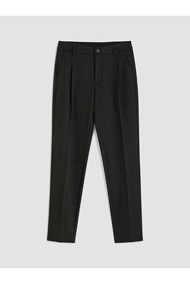 Brown Regular Fit Men's Pleated Trousers