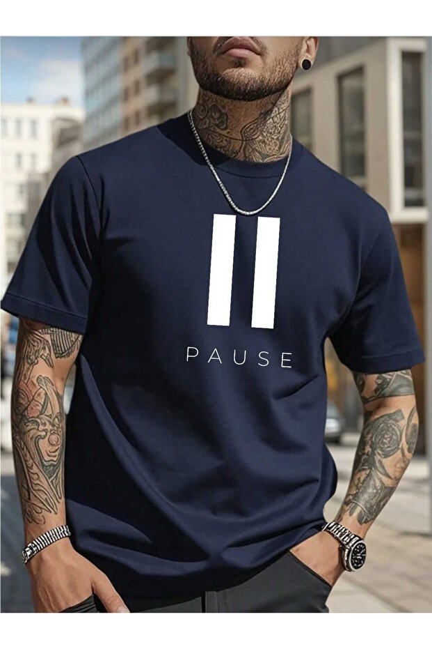 تيشيرت قطني بتصميم مطبوع من Pause للرجال