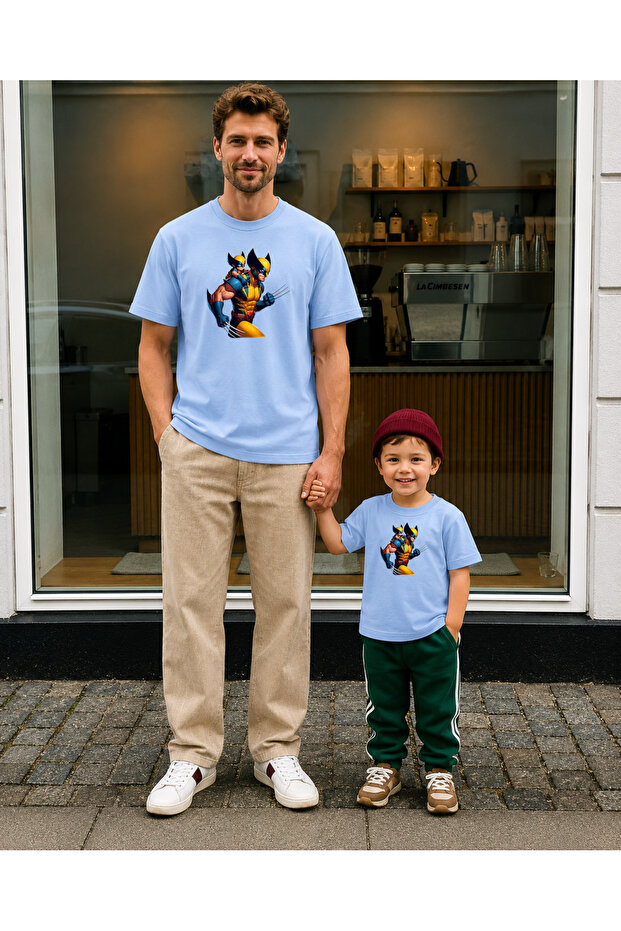 Father's Day Father-Child Combination Oversize T-Shirt 100% Cotton Printed T-Shirt (2 Pieces Must Be Ordered for Combination)