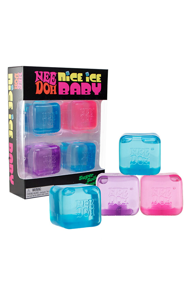 Nice Ice Baby Squishy Cubes, 4-Pack Stress Relief Ice Cube Fidget Toys, Super Solid Squeeze Toys for Kids & Adults