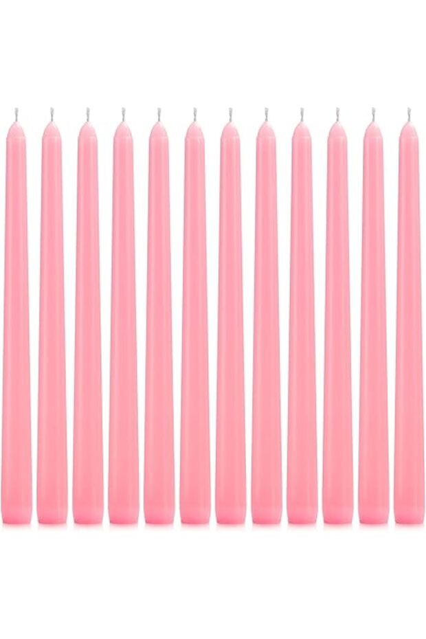 12 Pack Pink Taper Candles - Taper Candles 10 Inch Dripless, Smokeless & Unscented