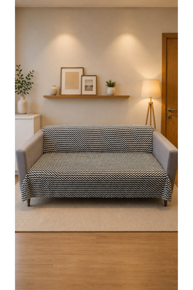 Wood Plush Non-Slip Base Sofa Cover 170X215 cm Gray