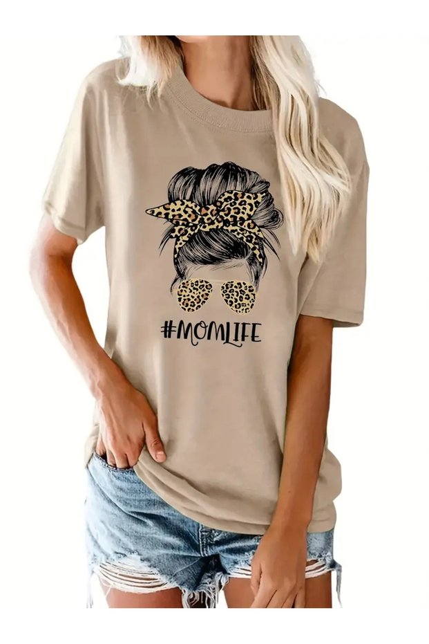 Women's Mother/Mama/Mother Printed Casual Oversize Boyfirend T-shirt