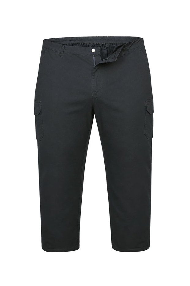 Summer Gabardine Trousers with Cargo Pockets in Large Size (Comfortable Fit)