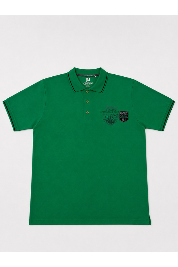 Large Size Polo Collar Short Elastic Sleeve Straight Cut Buttoned Men's Tshirt