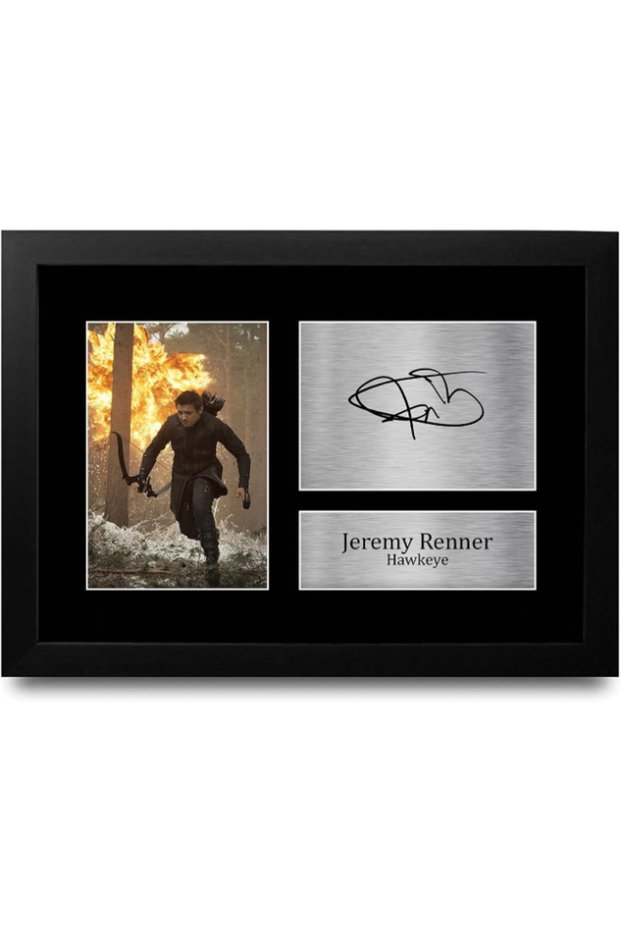 FR Jeremy Renner Hawkeye Gifts Printed Signed Autograph Picture for Movie Memorabilia Fans - A4 Framed