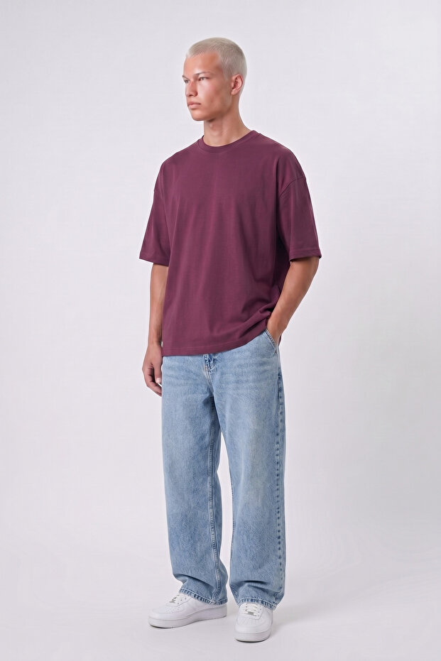 Tricou Basic Oversized Cireșiu - 2
