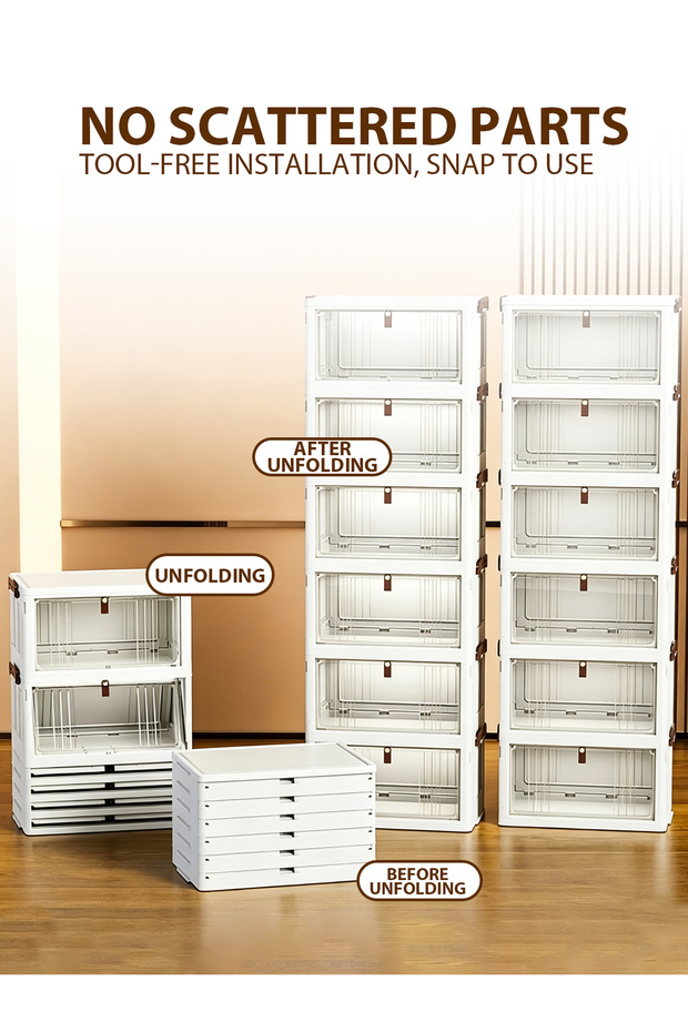 Stackable Multi-purpose Foldable Storage Cabinet, Dustproof Sneaker Organizer for Entryway - 2