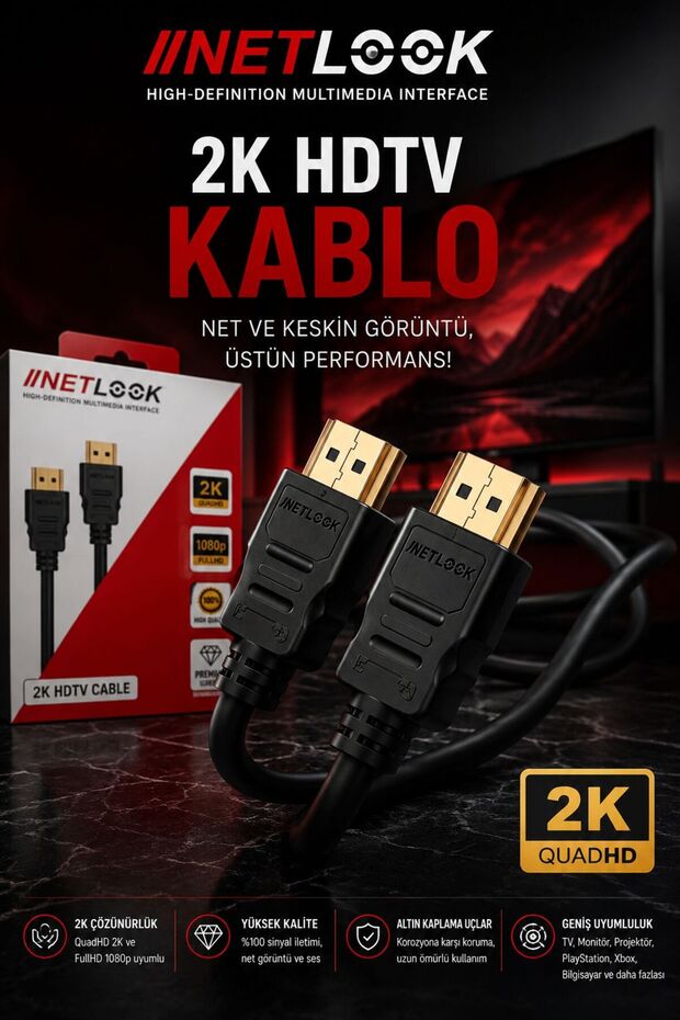 1.5 MT 2K HDMI KABLO GÖRÜNTÜ KABLOSU