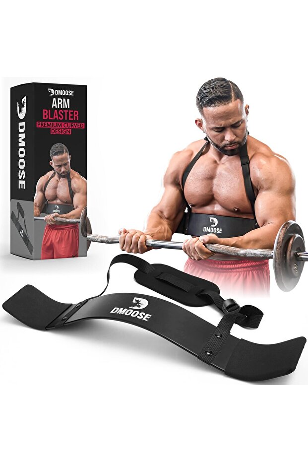 DMoose Arm Blaster for Biceps and Triceps - Heavy Duty Aluminum, Soft Neck Padding & Adjustable Straps