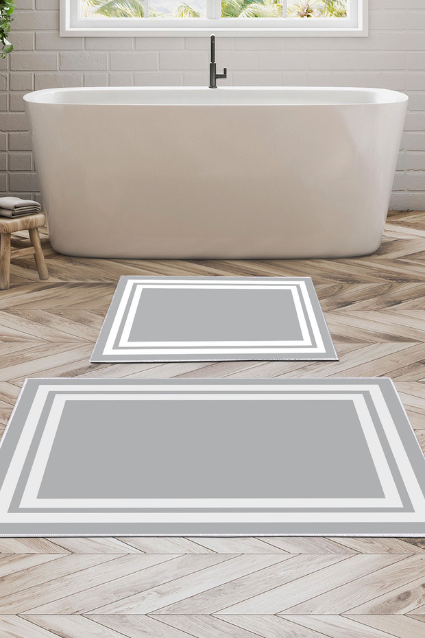 Non-Slip, Washable, Digitally Printed 2-Piece Toilet Seat Set | Rectangle | Felt Base | Geometric | 1696
