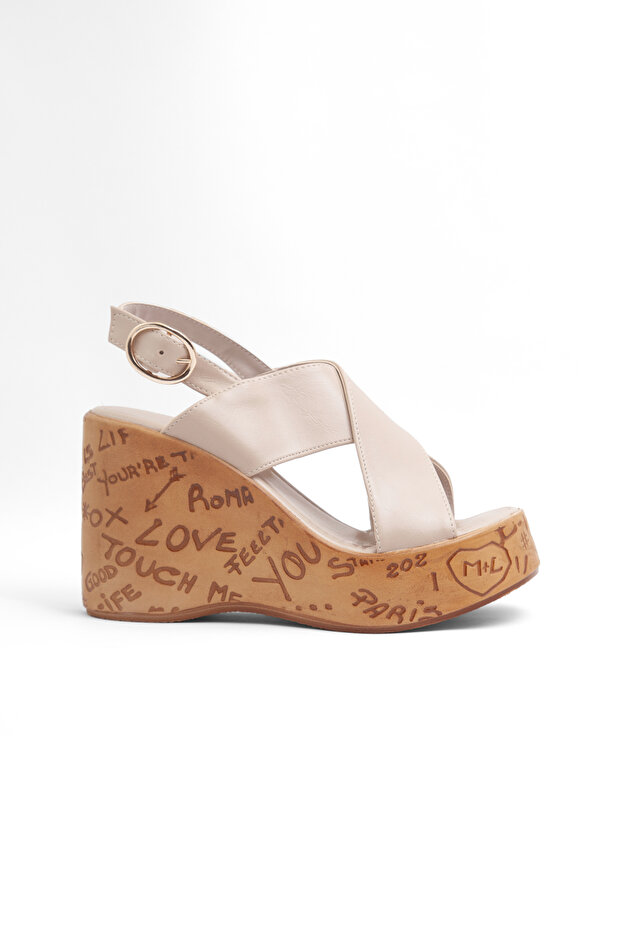 Mnr 1009 Cross-Strapped Adjustable Wedge Heel Sandals