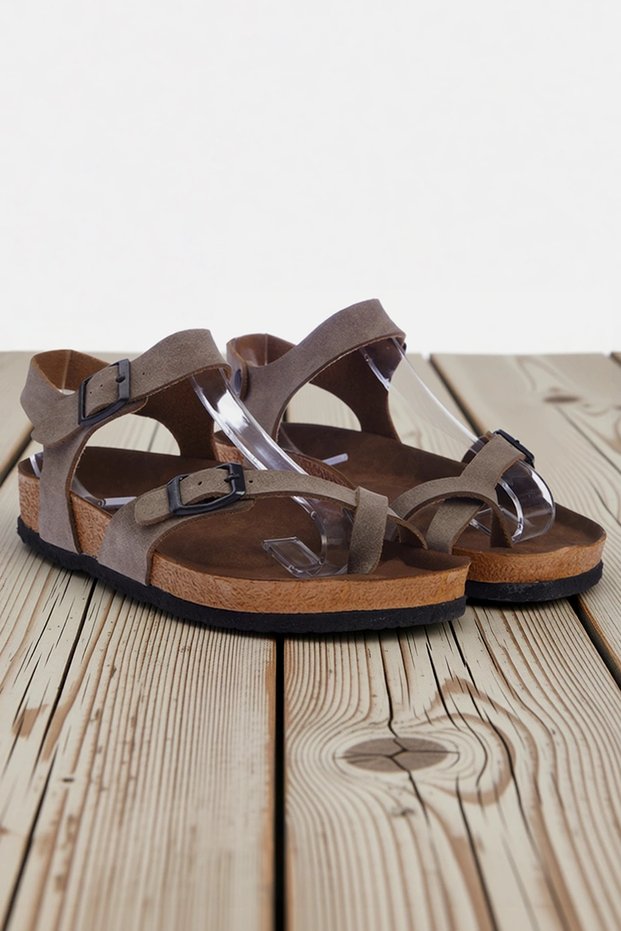 Women's Nubuck Strappy Flat Heeled Sandals Laceless Comfortable Casual Summer Shoes Modern