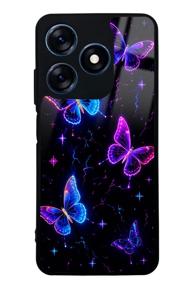Tecno Spark 10 Neon Butterfly Dream Design Glossy Phone Case