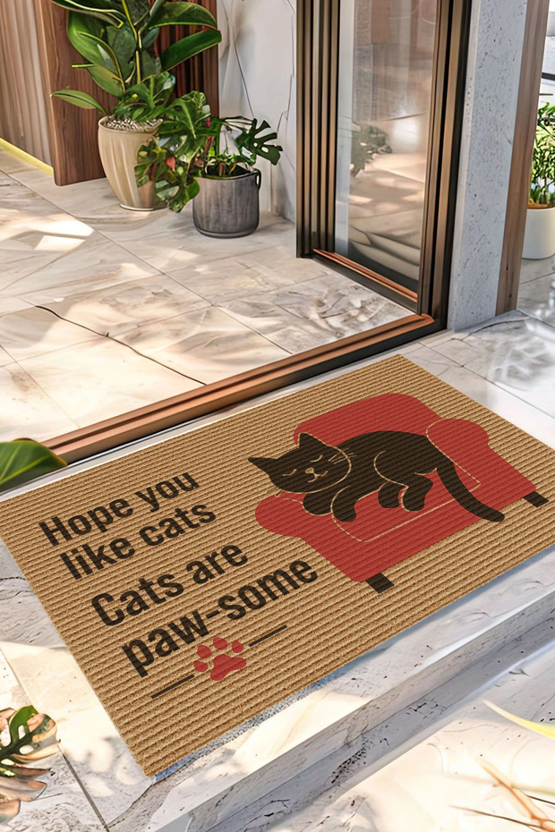 Door Mat Carpet Cat Hope You Like Cats Printed 40 X 60 cm