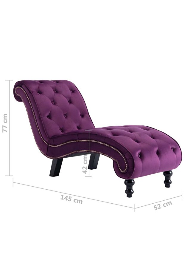 Șezlong, violet, catifea - 3