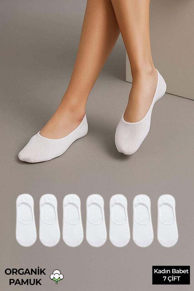 Organic Cotton Women's Boxed 7 Pairs of Ballerina Socks White