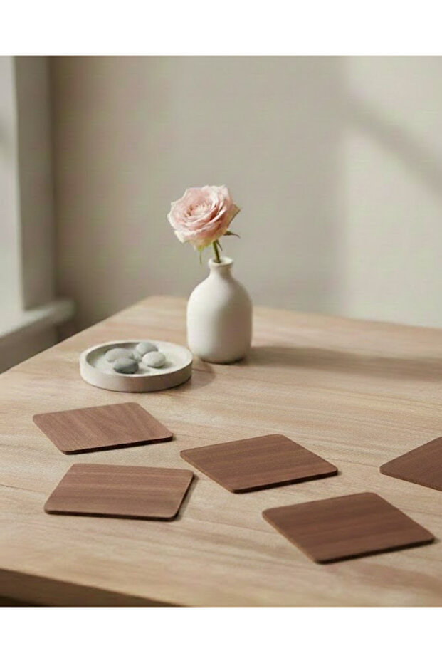 Set of 12 Wooden Square Coasters - Decorative Coffee Presentation (10X10 cm)