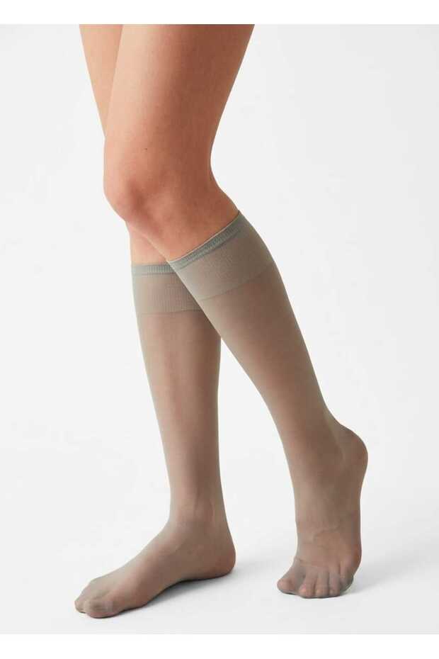 Nefti Gray Matte 20 Den Pantyhose Socks with Non-Slip Elastic and Anti-Run Knee-Length Socks