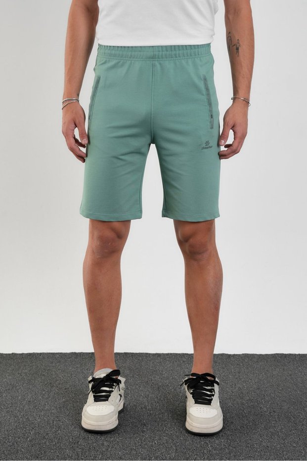 Yosun Men's Regular Fit Two-Thread Zipper Pocket Cotton Shorts
