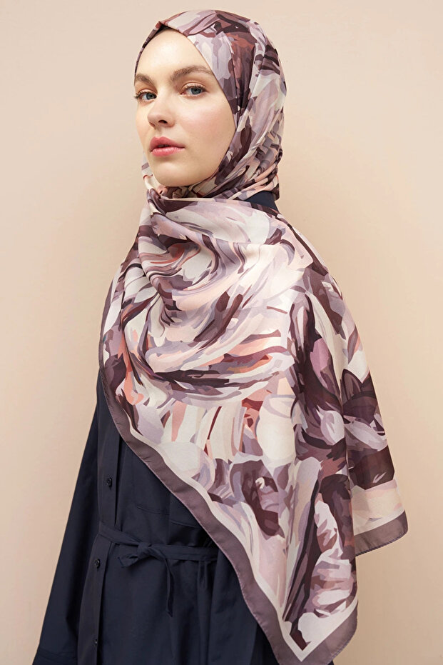 Sinder Desen Italian Silk Shawl - Mink