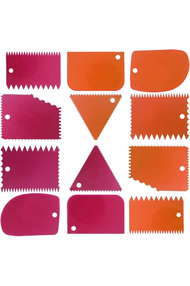 Cake Scraper Smoother Tool Set, 12 pcs Cake Smoothing Cutter Plate Tool Combo, Cake Icing Scrapper Cake Edge Decorating Tool.