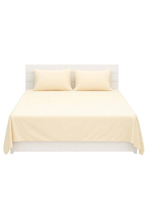 3-Piece Bedding Sheets With Pillowcases cotton_blend Cream 240 x 260cm
