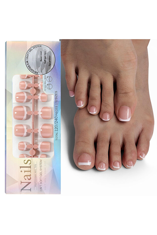 06 120Pcs/Boxed French Toe False Nail Press on Acrylic Nails Removable UltraThin Traceless Fake Nail