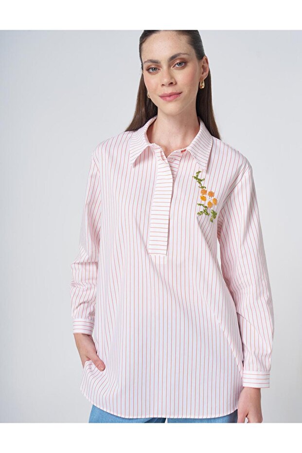 Patı Gizli Cotton Tunic Coral