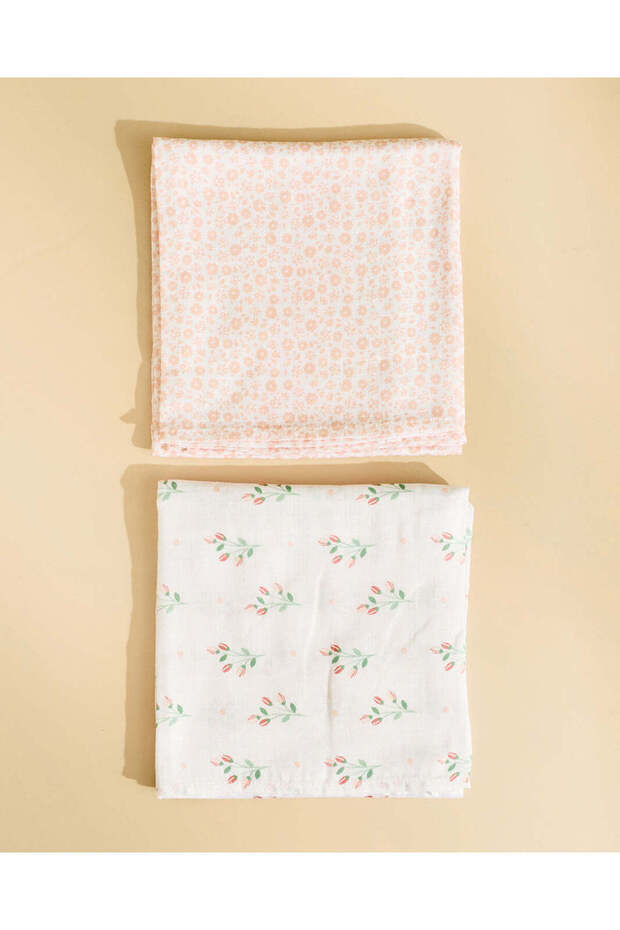 Baby Pink And White Muslin Blanket 2 Piece Set
