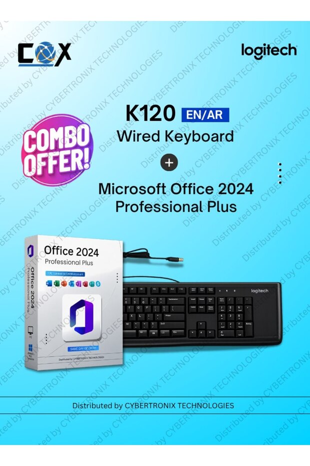 Microsoft Office 2024 Professional Plus – Lifetime Subscription for 1 Device | Windows | Digital License | Same Day Delivery + K120 Wired Business Keyboard | Combo Pack