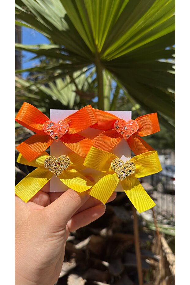 Mini Love Yellow Orange 4-Piece Children's Set -3Cm Metal Clip
